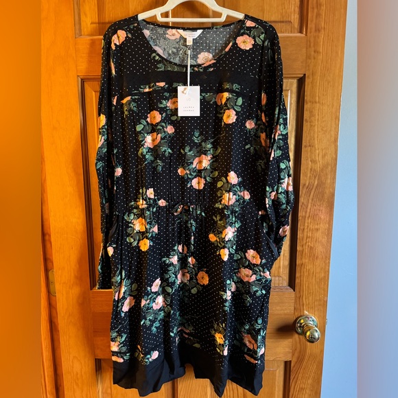 LC Lauren Conrad Dresses & Skirts - LC LAUREN CONRAD ~ Boho Horizons Black Floral Polka Dot ~ Drawstring Waist ~ XXL
